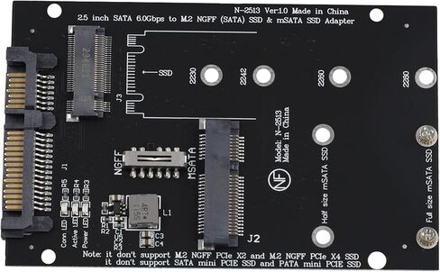 محول M.2 NGFF MSATA SSD إلى 2.5 بوصة SATA 3.0 بطاقة محول 2 في 1 لأجهزة الكمبيوتر المحمول in Kuwait