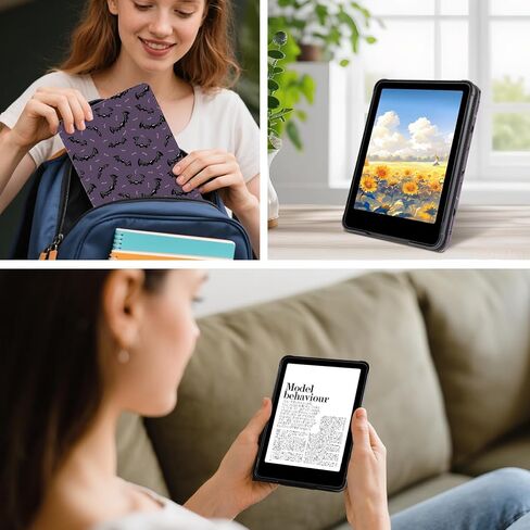 لـ 6.8 بوصة Kindle Paperwhite الجيل الحادي عشر (2021)/Paperwhite Signature Edition غطاء نحيف، حافظة للنوم/الاستيقاظ التلقائي مع مسند ومقبض يد لـ KPW5 (رقم الموديل M2L3EK/M2L4EK)، خفافيش مخيفة in Kuwait