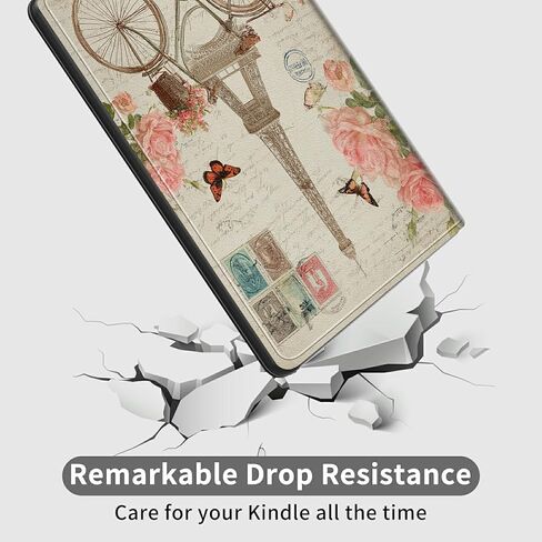 حافظة لجهاز Kindle Paperwhite مقاس 7 بوصات (الجيل الثاني عشر، إصدار 2024) وغطاء قائم رفيع مناسب من Kindle Colorsoft مع خاصية النوم/الاستيقاظ التلقائي، غطاء ملصق باريسي كلاسيكي للفتيات والنساء والأولاد والرجال in Kuwait
