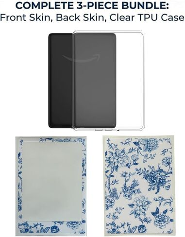 حافظة شفافة وحزمة جلدية جمالية لجهاز Kindle Colorsoft & Paperwhite الجيل الثاني عشر (إصدار 2024) مقاس 7 بوصات (إصدار 2024)، ملصق مغلف من الفينيل وغطاء واقي من السيليكون الناعم TPU (أزرق) in Kuwait
