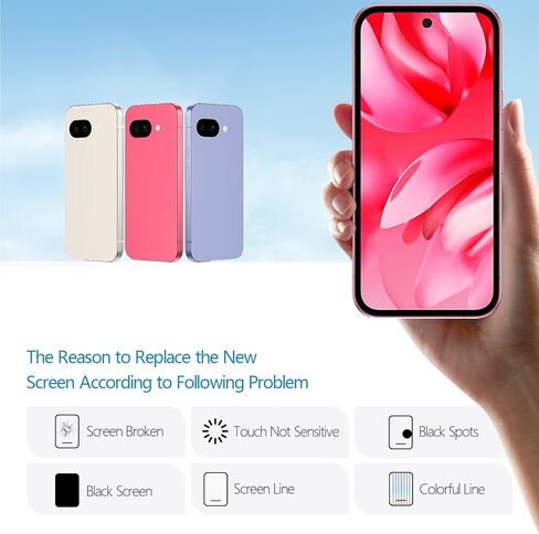استبدال شاشة OLED لـ Google Pixel 9A 5G لـ Google Pixel 9A 5G GXQ96 GTF7P G3Y12 شاشة LCD تعمل باللمس مع أدوات (دعم بصمة الإصبع) in Kuwait
