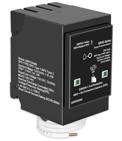 Replacement for Siemens QSPD2A065P Plug-in Surge Protection Device, 2-Pole 65kA 120/240V 1Ø, 3W, Fits Type QP Load Centers, Power Spike Shield with LED Indicator & Audible Alarm in Kuwait