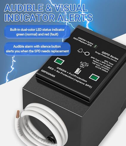 Replacement for Siemens QSPD2A065P Plug-in Surge Protection Device, 2-Pole 65kA 120/240V 1Ø, 3W, Fits Type QP Load Centers, Power Spike Shield with LED Indicator & Audible Alarm in Kuwait