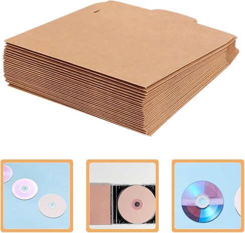 NUOBESTY 50pcs Brown Kraft Paper CD Envelopes Multi-function Brown Paper Bags for Media Storage Packaging and Document Protection in Kuwait