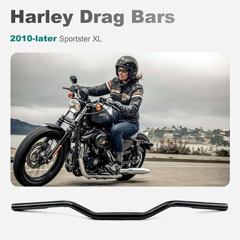 MoKitDora 3.75" Rise 1" Fat Clamp Drag Bars Handlebars for Harley 2010-later XL883L XL1200C XL1200NS XL1200T XL1200V and XL1200XS Models, Black in Saudi Arabia