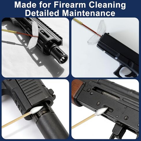 Gun Cleaning Supplies Kit for All Firearms - with 2'' Lint-Free Patches & 6'' Long Cotton Swabs - Professional Handgun, Rifle & Shotgun Maintenance for Hunters & Sport Shooters in Kuwait