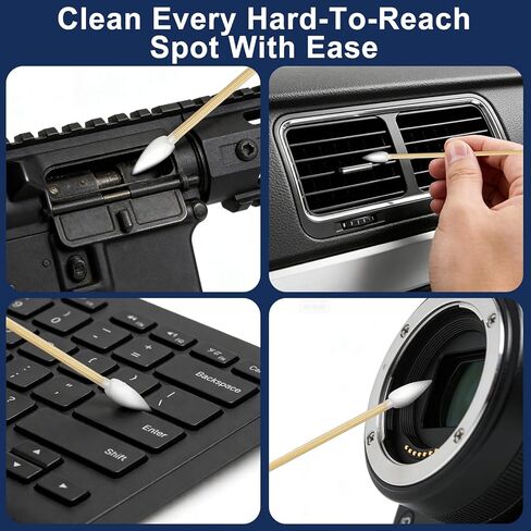 Gun Cleaning Supplies Kit for All Firearms - with 2'' Lint-Free Patches & 6'' Long Cotton Swabs - Professional Handgun, Rifle & Shotgun Maintenance for Hunters & Sport Shooters in Kuwait