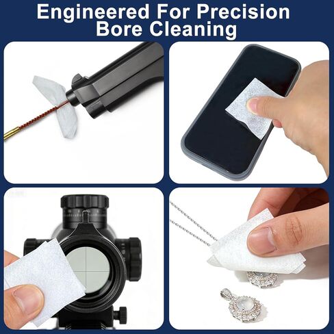 Gun Cleaning Supplies Kit for All Firearms - with 2'' Lint-Free Patches & 6'' Long Cotton Swabs - Professional Handgun, Rifle & Shotgun Maintenance for Hunters & Sport Shooters in Kuwait