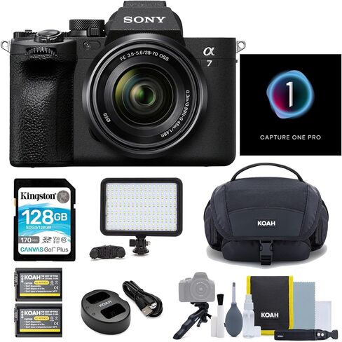 Sony Alpha A7IV E-Mount Interchangeable Lens Mirrorless Camera with Full Frame 28-70mm Lens Sensor Bundle with Led Light Panel, Camera Bag, 128 GB Memory Card and Camera Accessories (6 Items) in Saudi Arabia