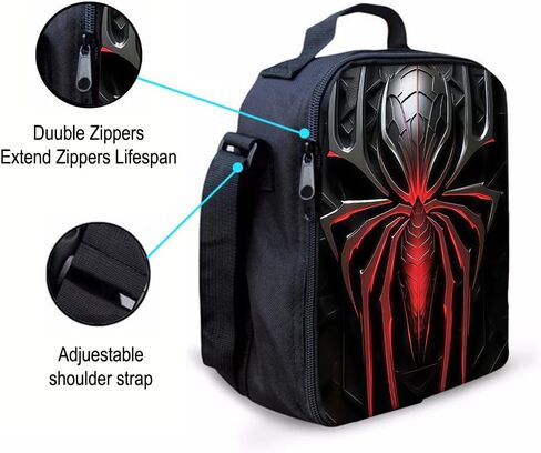 3 in 1 Spider Pattern, 17'' Large-Capacity Backpack Set With a Fashionable and Personalized Style is Exquisitely Designed and Widely Applicable, Making it an Ideal Choice(Black) in Kuwait