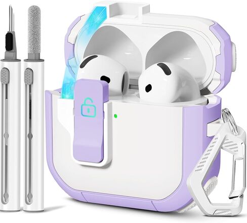 مع قفل أمان لحافظة AirPods الجيل الرابع 2024، حافظة Kawaii AirPod 4 فريدة من نوعها لطيفة مع مجموعة تنظيف وسلسلة مفاتيح، حافظة iPod 4 للنساء والفتيات والأطفال - أزرق سماوي in Kuwait