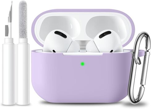 for Airpods Pro 2 Case with Cleaner Kit,Soft Silicone Full Protective Cover for AirPods Pro Case Women Men,Compatible for Apple Airpods Pro 2/Pro with Keychain,Front LED Visible, Lightpink in Kuwait