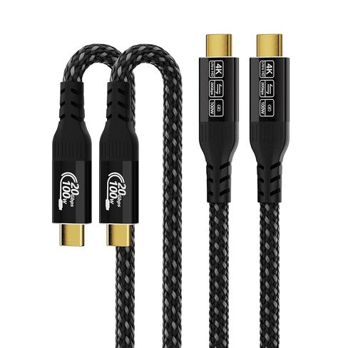 كابل USB C طويل إلى USB C بطول 20 قدمًا متوافق مع Thunderbolt 4/3، USB 3.2 Gen 2 20 جيجابت في الثانية لنقل البيانات بسرعة عالية، شحن سريع 100 واط وكابل فيديو USB C 4K@120 هرتز للشاشة، المحور، سلك العرض in Kuwait