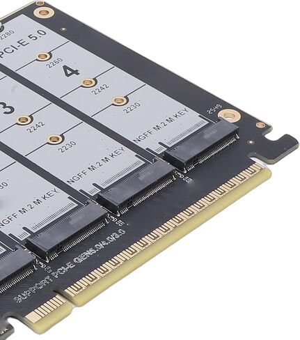 Pomya PCIe 5.0 M.2 NVMe SSD Adapter Card 4 Port, PCIe x16 M Key Expansion Card, 4x128Gbps High Speed, Supports 3.0/4.0/5.0, .2 NVMe to Bifurcation Internal Expansion in Kuwait