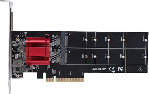 بطاقة محول Pomya Dual NVMe PCIe M.2 M Key to PCIe 3.1 X8/X16، تدعم 2 SSD 2230-22110، بطاقة توسيع عالية السرعة لمجموعة شرائح ASM1812 مع دعامة للكمبيوتر المكتبي in Kuwait