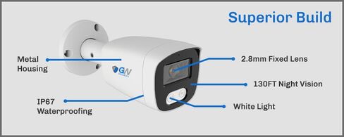 كاميرا GW Security 4K 8MP PoE IP رؤية ليلية ملونة مزدوجة الضوء للمراقبة الداخلية والخارجية وميكروفون رصاصة، متوافقة مع NDAA (GW832701M) in Kuwait