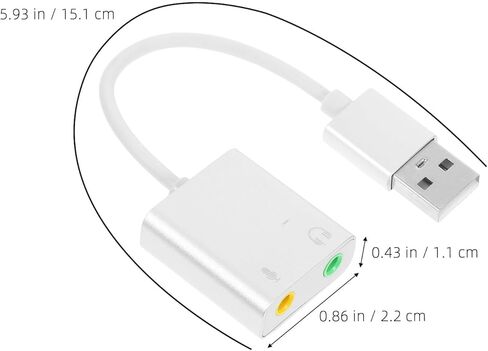 Audio Adapter Sound Card with Microphone and Headphone Jack, External Stereo Audio Splitter for PC Laptop Gaming, Compatible with Computer Components in Kuwait
