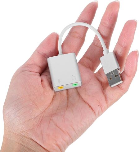 Audio Adapter Sound Card with Microphone and Headphone Jack, External Stereo Audio Splitter for PC Laptop Gaming, Compatible with Computer Components in Kuwait
