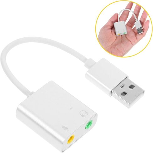 Audio Adapter Sound Card with Microphone and Headphone Jack, External Stereo Audio Splitter for PC Laptop Gaming, Compatible with Computer Components in Kuwait