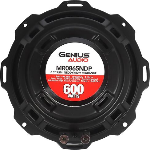 Genius Audio MR0865NDP زوج من مكبرات الصوت متوسطة المدى 6.5 بوصة 600 واط - 300 واط بحد أقصى - مغناطيس نيوديميوم، رصاصة من الألومنيوم - 4 أوم in Kuwait