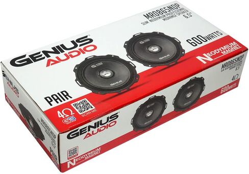 Genius Audio MR0865NDP زوج من مكبرات الصوت متوسطة المدى 6.5 بوصة 600 واط - 300 واط بحد أقصى - مغناطيس نيوديميوم، رصاصة من الألومنيوم - 4 أوم in Kuwait