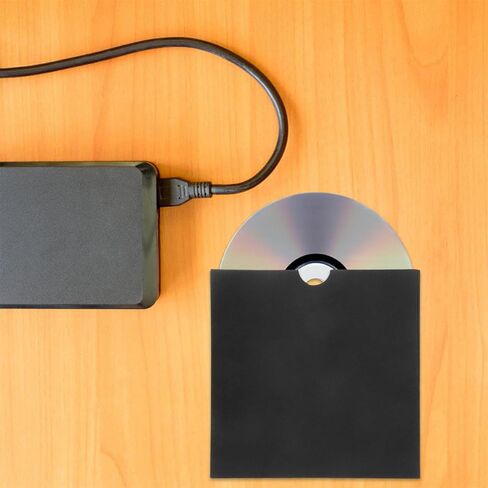 GALPADA 20pcs Black Kraft Paper CD DVD Envelopes Disc Sleeves Storage Bags for Media Protection and Organization, Sturdy Paper Kraft Packaging Sleeves for Home and Office Use in Kuwait