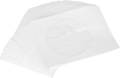 100Pcs Thick CD Sleeves with Clear Window Dustproof Envelopes Rear Flap for Discs in Kuwait