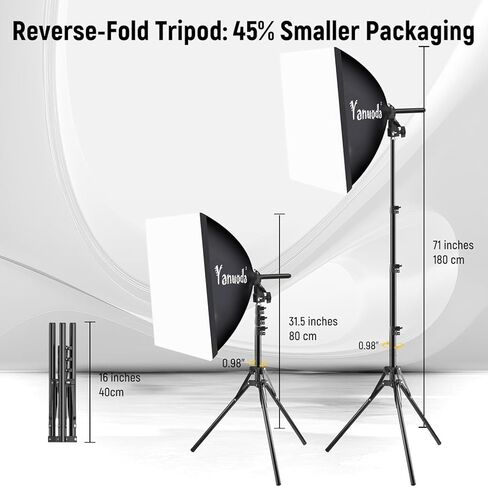 Softbox Lighting Kit 20"x20" with Remote Control, 2 Pack Photography Lighting Kit with Adjustable LED Light, 3000K-7500K Studio Lights for Product Photography, Live Streaming, Video Recording in Kuwait