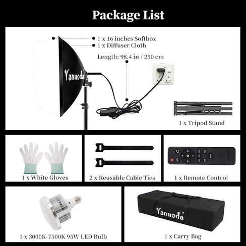 Softbox Lighting Kit 20"x20" with Remote Control, 2 Pack Photography Lighting Kit with Adjustable LED Light, 3000K-7500K Studio Lights for Product Photography, Live Streaming, Video Recording in Kuwait