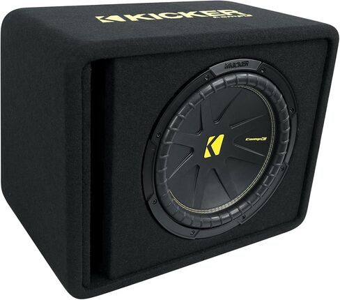 مضخم صوت KICKER 50VCWC124 CompC مقاس 12 بوصة في حزمة صندوق فرعي مزود بفتحات تهوية مع مضخم صوت Rockville + مجموعة أمبير VCWC124 (3 قطع) in Kuwait