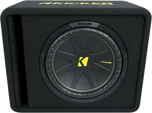 مضخم صوت KICKER 50VCWC124 CompC مقاس 12 بوصة في حزمة صندوق فرعي مزود بفتحات تهوية مع مضخم صوت Rockville + مجموعة أمبير VCWC124 (3 قطع) in Kuwait