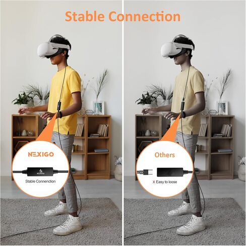 NexiGo Essential Kit for Oculus Quest, Enhanced Charging Dock for Meta Quest 3 and 3S, with LED Light [On/Off], [Support Elite Strap with Battery], 16FT Link Cable with Signal Amplifier in Kuwait