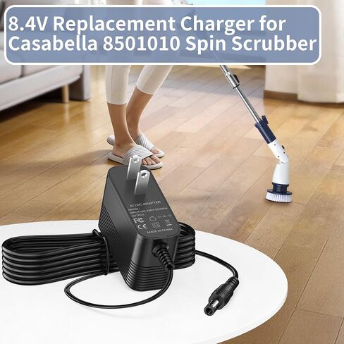 8.4V Charger for Casabella Spin Scrubber, Power Adapter Compatible with Casabella 8501010 Spin Scrubber 7.4V 2000mAh Battery Charger Cord in Kuwait