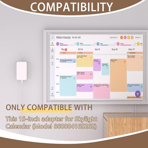 محول قابس حائط 12V2A سلك طاقة بديل لتقويم Skylight 860004165262 لمخطط رقمي مقاس 15 بوصة ومخطط عمل مع كابل بطول 5.9 قدم in Kuwait
