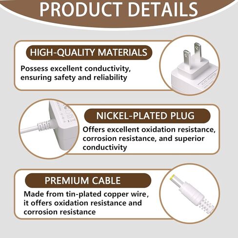 محول قابس حائط 12V2A سلك طاقة بديل لتقويم Skylight 860004165262 لمخطط رقمي مقاس 15 بوصة ومخطط عمل مع كابل بطول 5.9 قدم in Kuwait