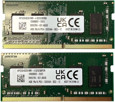 طقم وحدة ذاكرة DDR4 3200 ميجا هرتز للكمبيوتر الشخصي 8 جيجابايت (2 × 4 جيجابايت): ذاكرة الوصول العشوائي البديلة الأصلية من المصنع لـ HP32D4S2S1MR-4 - أجهزة الكمبيوتر المحمولة، وأجهزة الكمبيوتر المحمولة، وأنظمة SFF الكل في واحد، PC4-3200 SODIMM 1Rx16 CL22 1 in Kuwait
