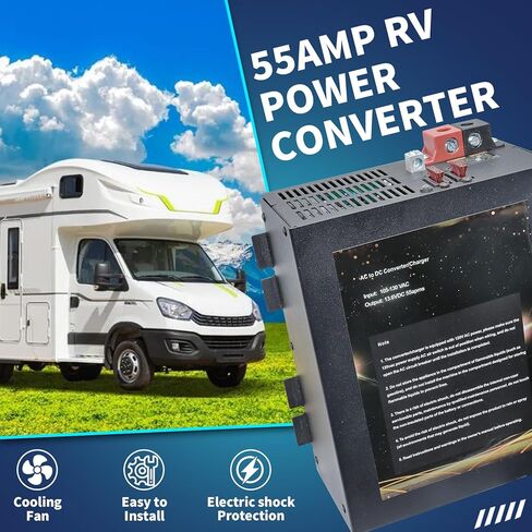 محول طاقة RV PM3-55 | شاحن تيار مستمر عالي الأداء من 110 فولت إلى 12 فولت بسعة 55 أمبير ضروري لإدارة طاقة RV بشكل موثوق | مثالية لشحن بطارية RV وإمدادات الطاقة على متن الطائرة in Kuwait