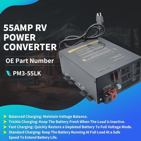 محول طاقة RV PM3-55 | شاحن تيار مستمر عالي الأداء من 110 فولت إلى 12 فولت بسعة 55 أمبير ضروري لإدارة طاقة RV بشكل موثوق | مثالية لشحن بطارية RV وإمدادات الطاقة على متن الطائرة in Kuwait