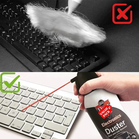 OPTEMS Compressed Air Duster for Electronics – 10oz (Pack of 2) with Cleaning Sponge – Dust-Off Spray for Computers, Keyboards, Cameras, Consoles – Ozone Safe & Residue Free in Kuwait