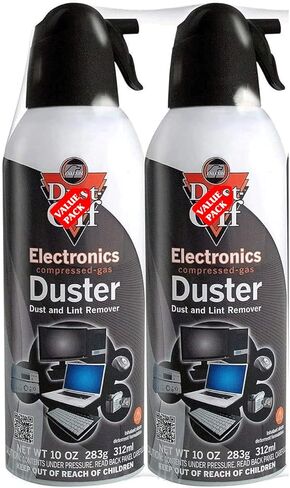 OPTEMS Compressed Air Duster for Electronics – 10oz (Pack of 2) with Cleaning Sponge – Dust-Off Spray for Computers, Keyboards, Cameras, Consoles – Ozone Safe & Residue Free in Kuwait