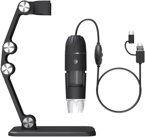 مجهر رقمي محمول باليد USB HD كاميرا فحص 50x-1600x مع حامل 8 مجاهر محمولة LED للكمبيوتر الذكي in Kuwait