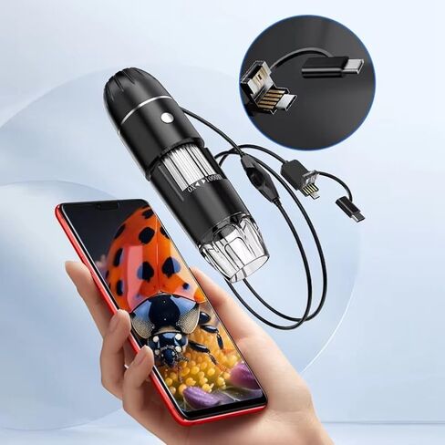 مجهر رقمي محمول باليد USB HD كاميرا فحص 50x-1600x مع حامل 8 مجاهر محمولة LED للكمبيوتر الذكي in Kuwait