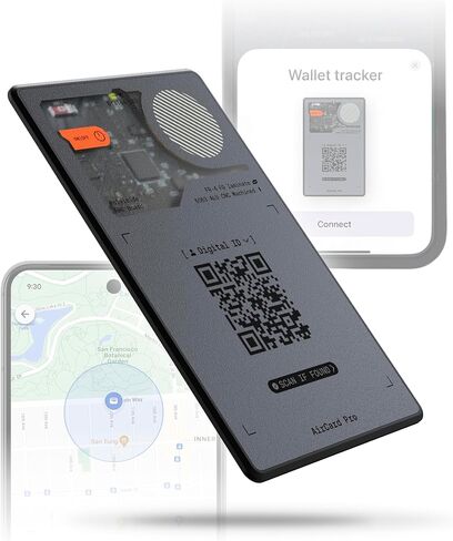 Rolling Square AirCard Pro Dual - متتبع محفظة بلوتوث - متوافق مع كل من Apple iOS Find My وGoogle Android Find Hub - شحن لاسلكي، بطاقة مضادة للفقدان - محدد موقع ذكي، رمادي in Kuwait
