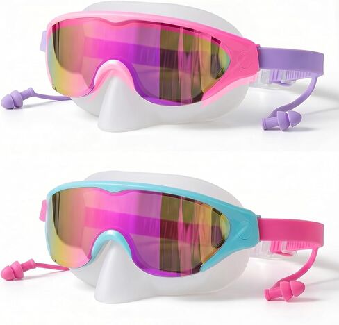 Zoomsnail Kids Swim Goggles Mask with Nose Cover, Anti-Shattered UV Leak Fog Lens Toddlers Swimming Goggles for Kids 3-15 in Saudi Arabia