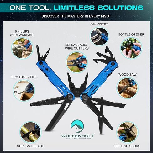 17-in-1 Multitool Pliers with Large Scissors | 6-in-1 Tactical Pen & Carabiners | Gifts for Men, Dad, Husband | EDC Survival Gear | Includes Magnetic Box, Nylon Sheath & Greeting Card in Kuwait