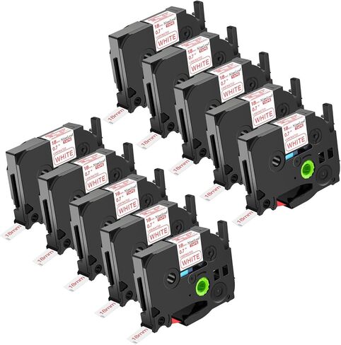 شريط ملصقات NineLeaf TZe-242 مقاس 18 مم 0.7 أبيض مصفح TZ242 TZe TZ أحمر على أبيض متوافق مع شريط صانع الملصقات Brother P Touch مقاس 3/4 بوصة للأخ Ptouch PTD410 PTD400 PTD610BT PTD600، 10 عبوات in Kuwait