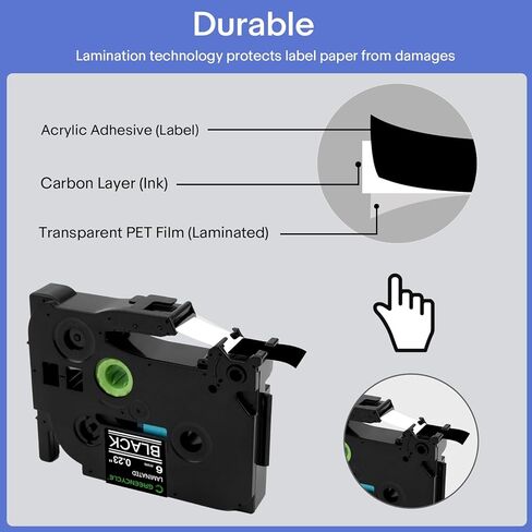 GREENCYCLE 2 Pack Compatible for Brother P-Touch Label Maker Tape TZe-315 6mm 0.23'' Laminated Black TZ-315 TZe315 TZe TZ Label Tape for Ptouch PT-D210 H110 D200 D400AD D600 in Kuwait