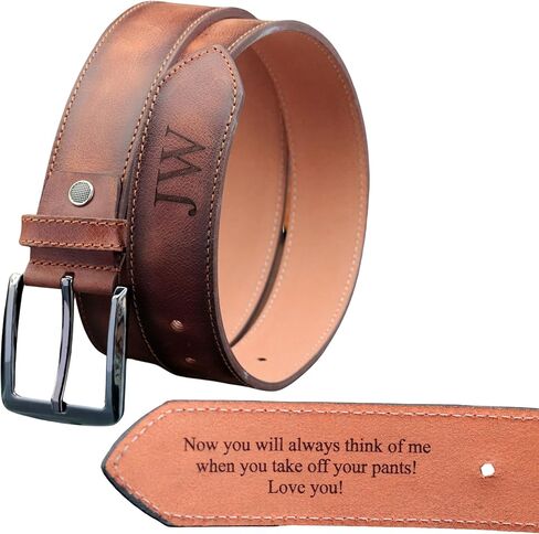 Personalized Leather Belt for Anniversary - Handcrafted Custom Belt for Him, Valentines Day Gift for Husband, Unique Boyfriend Gift in Saudi Arabia