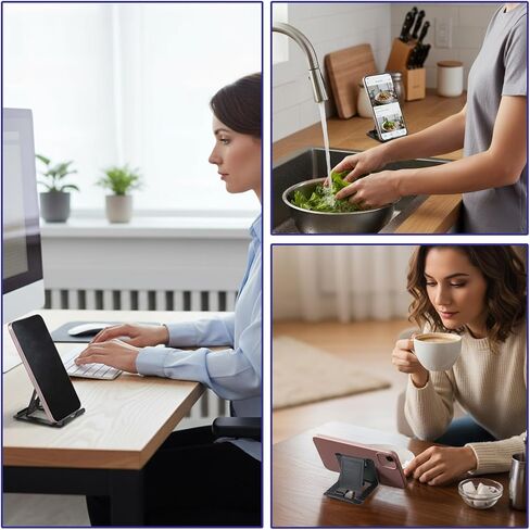 6 عبوات من حامل الهاتف المحمول للمكتب، حامل للهواتف المحمولة قابل للطي، حامل قابل للطي بحجم الجيب متعدد الزوايا لسطح المكتب حامل هاتف عالمي قابل للتعديل متوافق مع جميع أجهزة المحمول in Kuwait