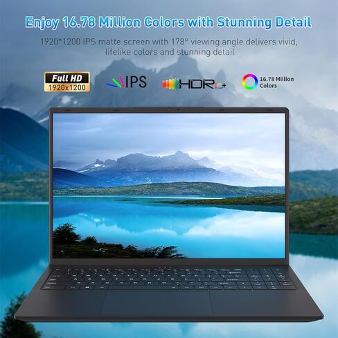 Auusda Laptop Computer, 32GB RAM, 1TB SSD, Ryzen 5 3000 Series 4C8T 3.7/2.1GHz, 16" FHD+, Webcam, Privacy Shutter, Backlit KB, Fingerprint, USB-C 65W Charging, 3 USBA, Win11Pro, WiFi 6, T160R, Black in Saudi Arabia
